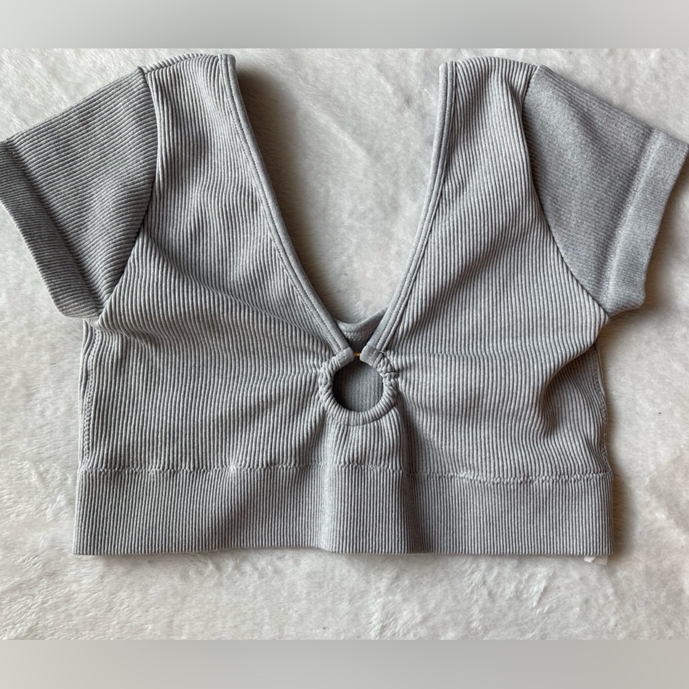 Aerie Seamless Crop Top Bralette Ring Top Gray